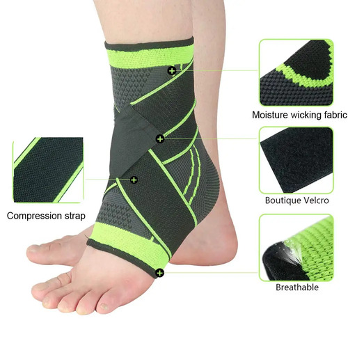 1PC 3D Pressurized Ankle Support Basketball Volleyball Sports Gym Badminton Ankle Brace Protector with Strap Belt