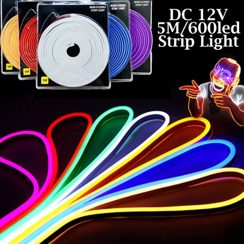 5M 600led Flexible Silicone Neon Strip Light DC12V Single Color 6 12MM 2835 Led Strip Light