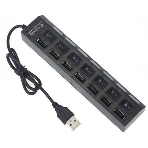 usb 2 0 hub 7 ports with controls and a switch