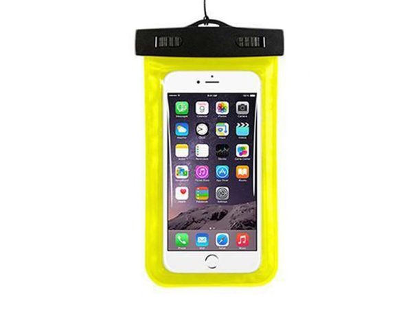waterproof phone bag yellow front 