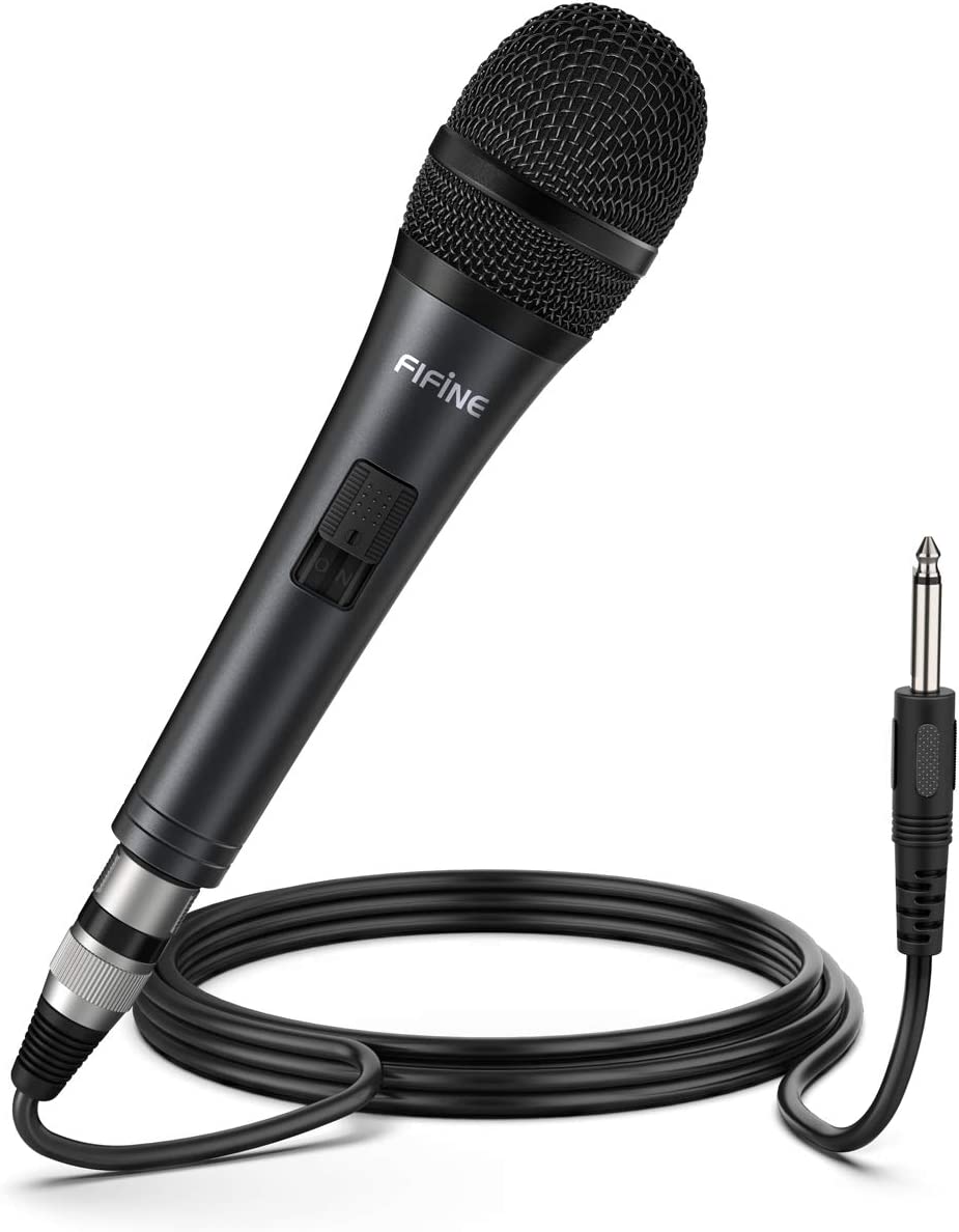 Karaoke Microphone,Fifine Dynamic Vocal Microphone for Speaker,Wired Handheld Mic with On and Off Switch and Detachable Cable