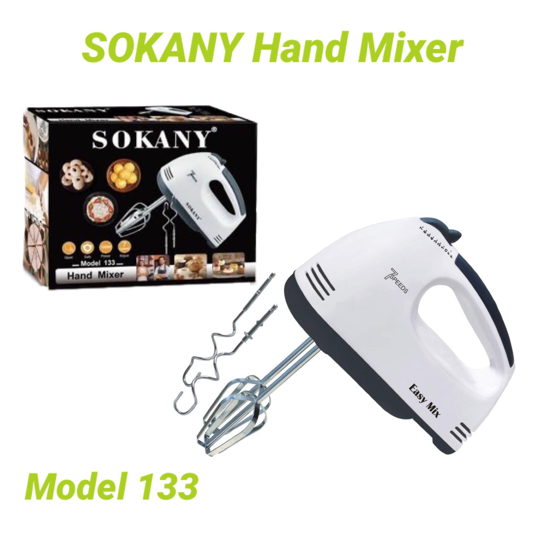 Sokany - 7 Speed Hand Beater & Hand Mixer 180W (model-133)