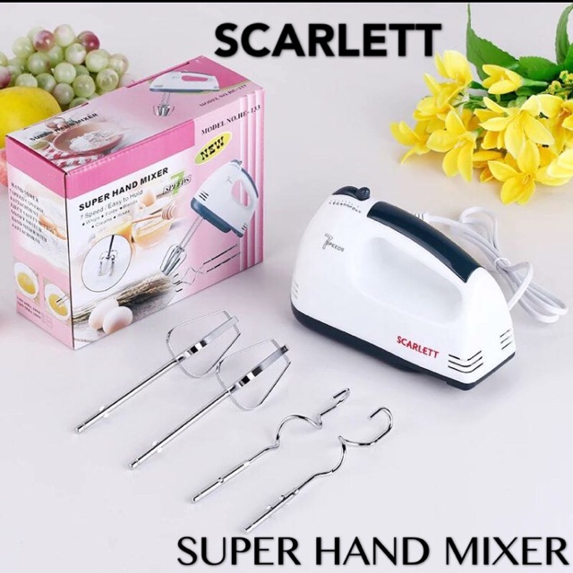 Scarlett Electric 7 Speed Hand Mixer with 4 Pieces Stainless Blender, Bitter for CakeCream Mix, Food Blender, Beater for Kitchen Beater for Cake