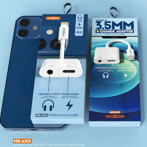 MOXOM Lightning to 3.5mm + Charge Adapter
