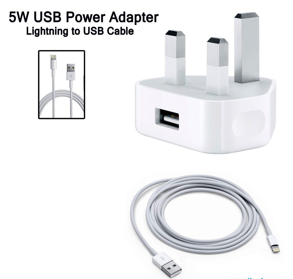 APPLE 5W USB POWER ADAPTER WITH LIGHTNING TO USB Cable