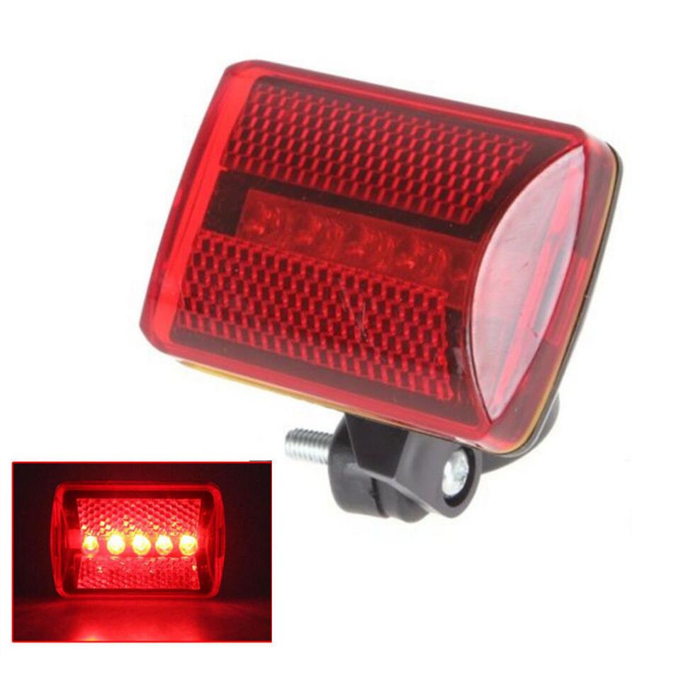 Waterproof Bike Bicycle 5 LED Rear Tail Light Lamp Bulb Red Back Cycling Safety Warning Flashing Lights Reflector