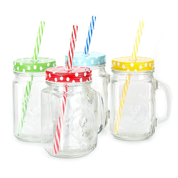 Plain Mason Jar Mug With Lid & Straw ??? 500Ml