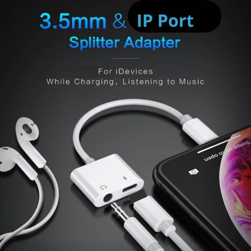 Wireless Lightning To 3.5mm Audio Lightning Charge Adapter (White)